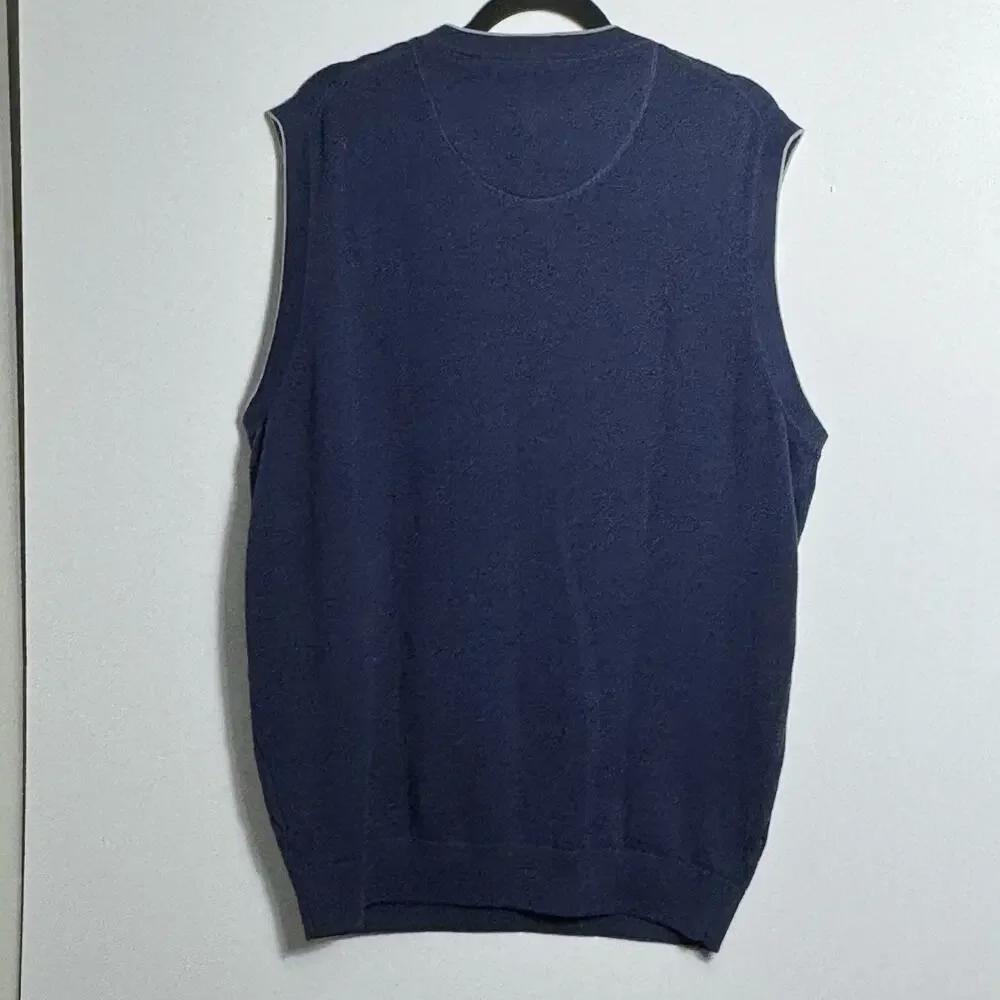 Golf Sweater Vest Mens XLT Tall Blue Cable Knit V-Neck Preppy Golf Country Club